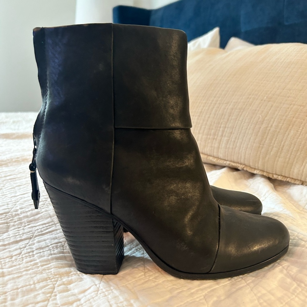 Black Leather Ankle Boots